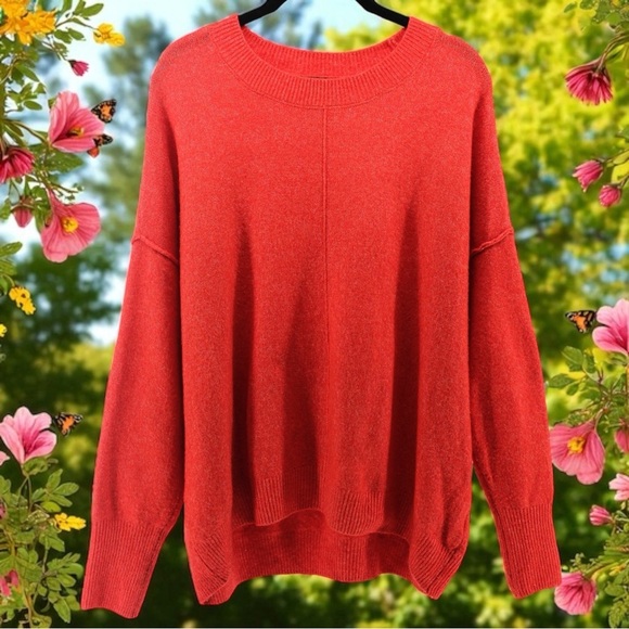 Vince Camuto Marled Red Cozy Pullover Sweater Christmas Valentine Holiday Size L - Picture 1 of 8